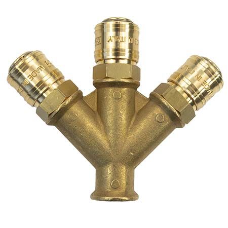 Trójnik 3/8 z 3 szybkozłączkami 3/8